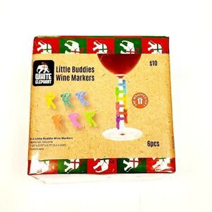 White Elephant Little Buddies Wine Markers 6 Pieces in Dif…